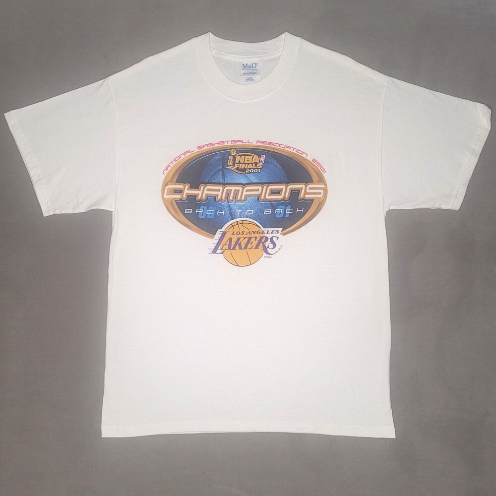 Vintage 2001 LA Lakers NBA Champions Back To Back Tee Large
